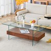 Vynxaria Walnut and Glass Two-Tier Coffee Tables - 3 of 4