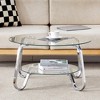 Dolonm Retro Minimalist Metal Frame Glass Coffee Table, 31.5" L x 31.5" W x 17.7" H - 3 of 4