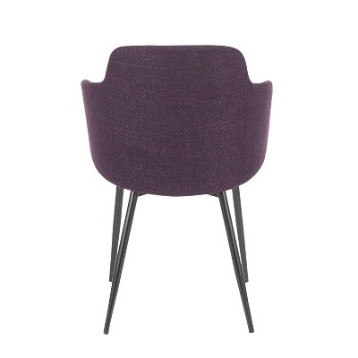 Boyne Purple Upholstered Arm Chair with Black Metal Legs