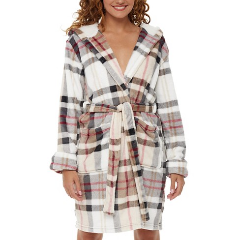 Hooded Bath Robes Women Hooded Fleece Bathrobe Lightweight Soft Plush Short  Flannel Fuzzy Robes for Women Short