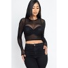 Slickblue Women's Sheer Mesh Long Sleeve Crop Top, Fitted See-Through Layering Shirt, Black/Fuchsia/Olive, Size S-L - 3 of 4