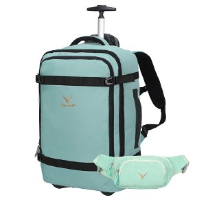Hynes Eagle 2-in-1 Luggage Set, 20 inch Rolling Backpack + Fanny Pack-Green - 1 of 4