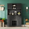 Farmhouse Coffee Bar Cabinet with Drawers, Shelves, Wine & Glass Racks for Kitchen, Dining Room, Living Room - 2 of 4