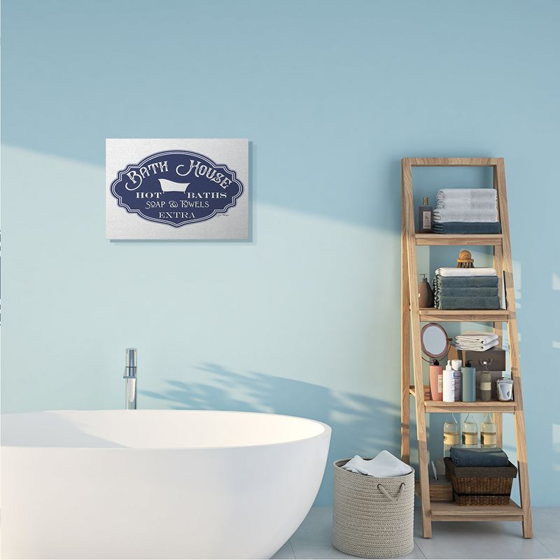 Stupell Industries Vintage Bath House Sign Minimal Blue White, 3 of 6