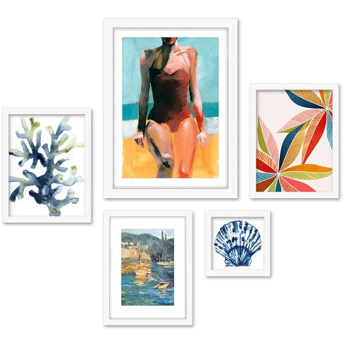 Americanflat 5 Piece White Framed Gallery Wall Art Set Modern