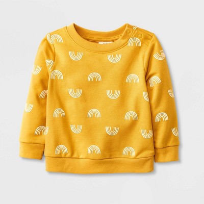Image of Baby Rainbow French Terry Sweatshirt - Cat & Jack™ Dark Yellow Newborn