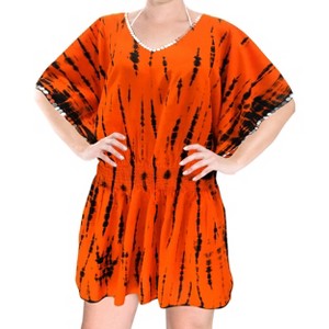 LA LEELA Women's Beachwear Swimsuit Coverups for Women Summer Swim Beach Dress Cover Ups for Women Bathing Suit Cover-up Shirt L-XL Orange,Tie Dye - 1 of 4