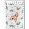 Sweet Jojo Designs Gender Neutral Baby Fitted Crib Sheet Sloth Blue Grey and White - 4 of 4
