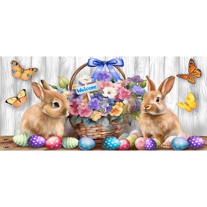Briarwood Lane Easter Welcome Bunny and Basket Mini Mat 22x10 Indoor Outdoor For Easter Doormat - 1 of 2