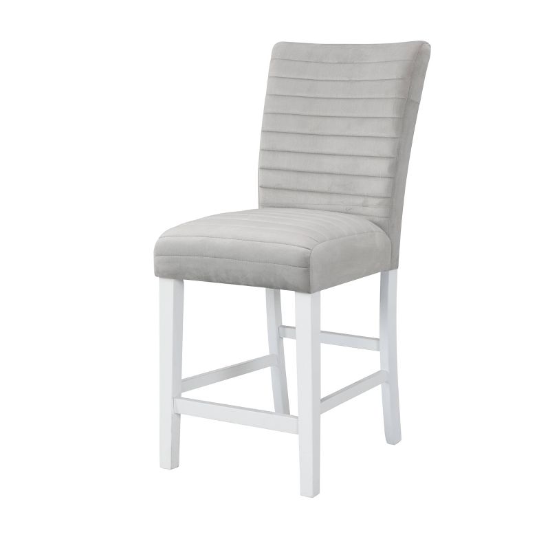 19&#34; Elizaveta Accent Chair Gray Velvet White High Gloss Finish - Acme Furniture, 2 of 7