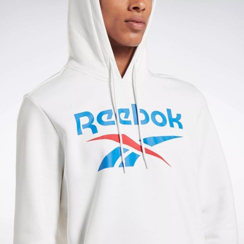 Reebok Identity Fleece Logo Pullover Hoodie Mens M White :