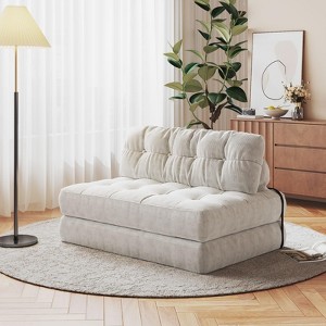 Folding Single Sofa/Loveseat, Futon Sofa Bed, Convertible Sleeper Chair with Pillow Foldable Mattress Back Support, Portable Fold Out Couch - 1 of 4