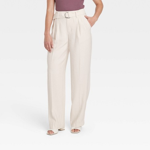 Women's High-rise Relaxed Fit Straight Belted Trousers - A New Day™ : Target