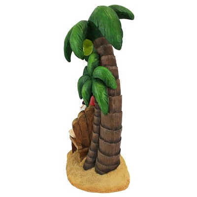 Tropical Beach Comber Gnome with Palm Tree Resin Statue