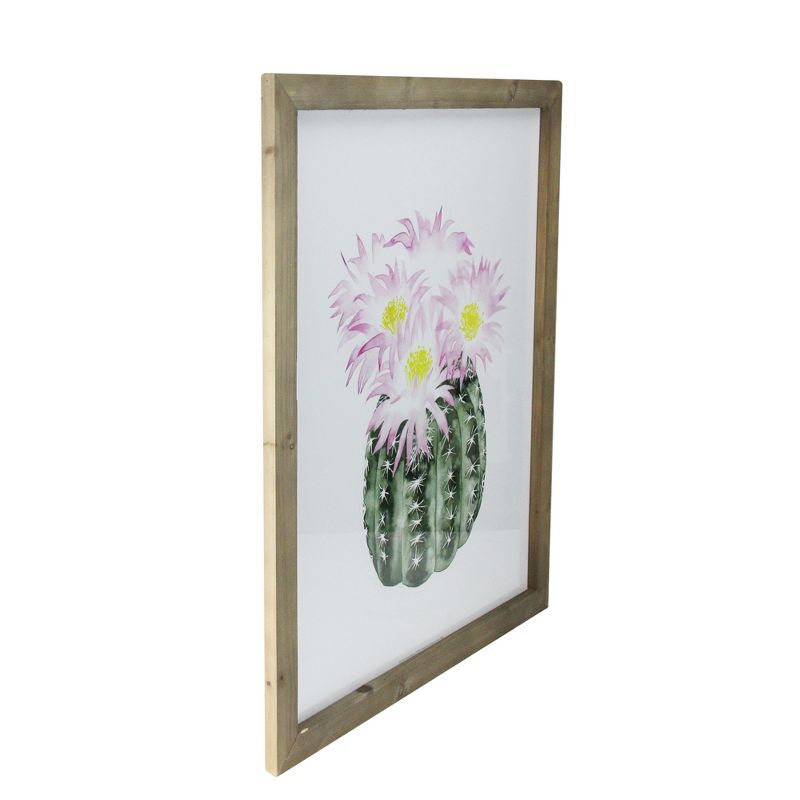 Raz Imports 24" Pink and Yellow Cactus Decorative Wooden Framed Print Wall Art, 2 of 4