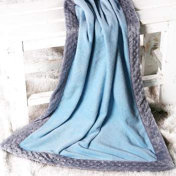 Bacati - Solid Baby Blue with Solid Border Blanket (Baby Blue/Grey Border)