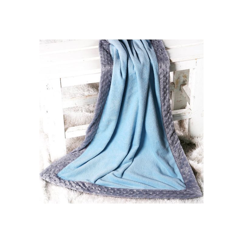 Bacati - Solid Baby Blue with Solid Border Blanket (Baby Blue/Grey Border), 1 of 5