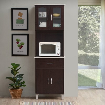 Chocolate Gray Hodedah 68'' Kitchen China Cabinet with Transparent Storage