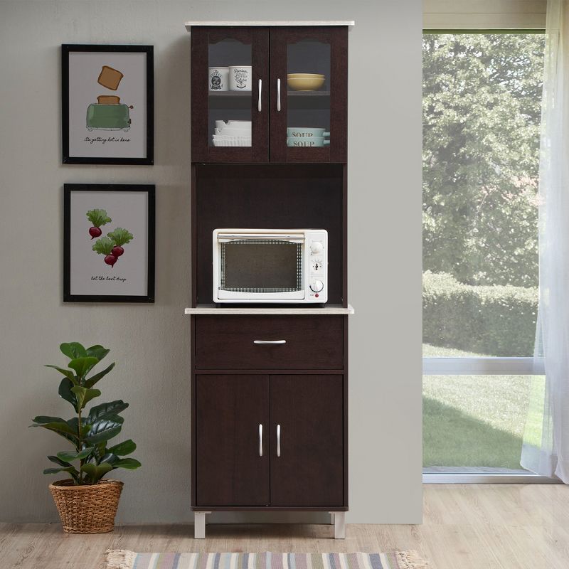 Hodedah HIK94 Kitchen China Cabinet w/ Transparent Doors, 4 Shelves, Choco-Grey, 3 of 5
