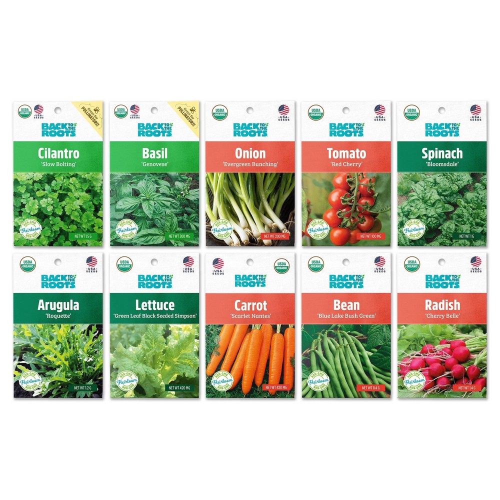 Back to the Roots 10pk Organic USA Beginner’s Garden Seeds