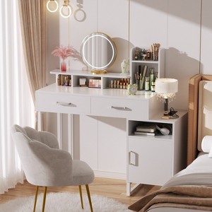 Besiost Vanity Desk with Charging Station, Makeup Table with Storage Drawers, Cabinet - 1 of 4
