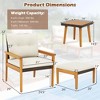 Costway 5 PCS Rattan Furniture Set Wood Frame Chairs & Ottomans with Square Coffee Table - 3 of 4