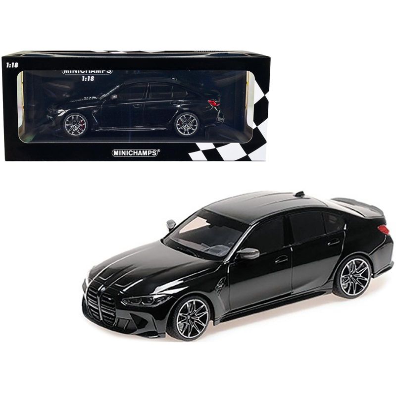 2020 BMW M3 Black Metallic with Carbon Top Limited Edition to 732 pieces Worldwide 1/18 Diecast Model Car by Minichamps, 1 of 4