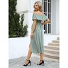 Maternity Dress for Women Summer Off Shoulder Floral Short Sleeve Midi Maternity Dress Ruffled Dress with Thigh Slit - 4 of 4
