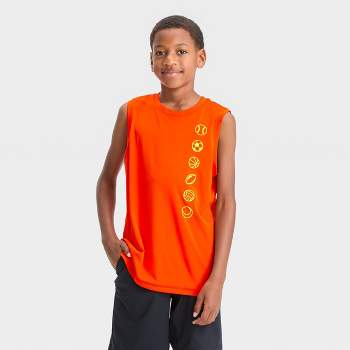 Boys' Sleeveless Sports Graphic T-Shirt - All in Motion™ Orange