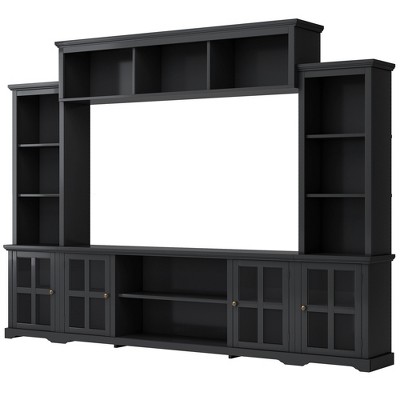 YOOCOZZ Minimalist Wall-Mounted TV Console with Bridge and Glass Door