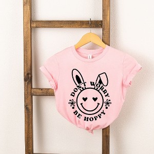 The Juniper Shop Don't Worry Be Hoppy Smiley Bunny Toddler Short Sleeve Tee - 1 of 2