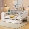 TIRAMISUBEST Twin/Full Size Daybed With 3 Drawers, USB Ports and Desk, Wooden Daybed Frame Sofa Bed with Storage Bookcase Headboard - 2 of 4