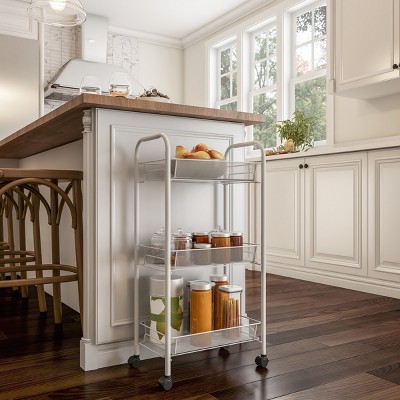 Hastings Home Tiered Rolling Storage Cart - Mobile Space Saving Organizer for Kitchen, Office, Garage, and Bathroom
