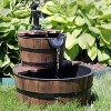 Sunnydaze Electric Fir Wood 2-Tier Farmhouse Barrel with Metal Decorative Hand Pump Outdoor Water Fountain - image 4 of 4