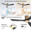Sofucor 52 Inch Gold Flush Mount Ceiling Fan with Remote Control Solid Wood Blades Modern Indoor/Outdoor Fan No Light for Bedroom/Farmhouse/Patio - 2 of 4
