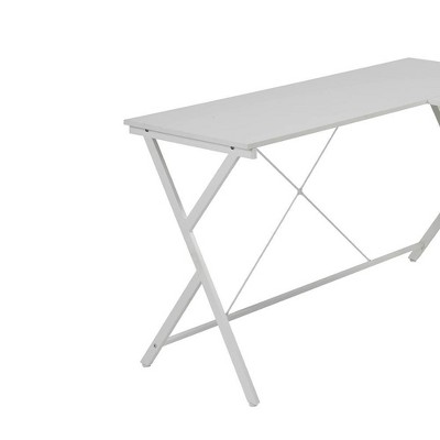 Modern L-Shaped White Wood Computer Desk with USB & Filing Cabinet