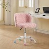 Adjustable Home Office Chair with Swivel Base, Faux Rabbit Fur Vanity Chair, Ergonomic Desk Chair with Wheels-The Pop Home - 2 of 4