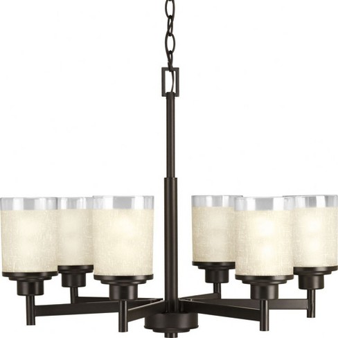 Progress Lighting Alexa 6-Light Linear Chandelier, Steel, Antique Bronze, Textured White Linen Glass - image 1 of 2