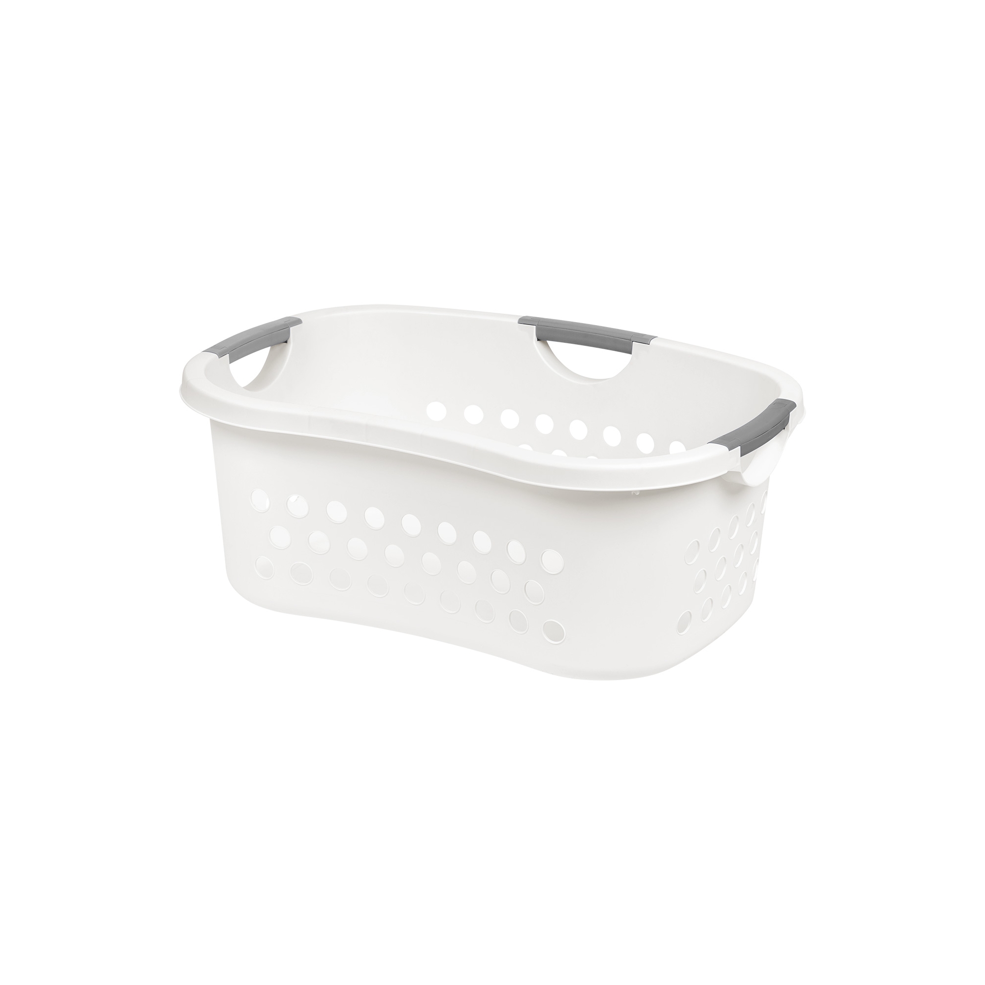 IRIS USA 50L Plastic Hip Hold Laundry Basket Hamper Organizer with Built-In Comfort Carry Handles, 1.4 Bushel, Laundry Room, Large, White