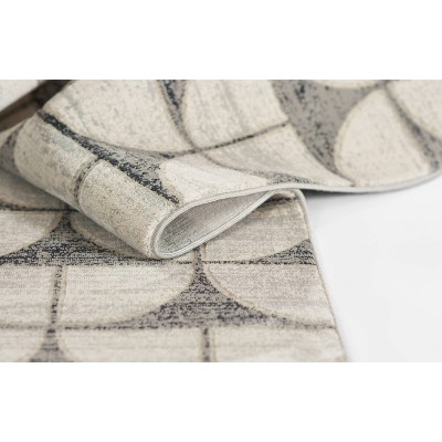 Charcoal Geometric Polyester Runner Rug, 2'2" x 7'7"