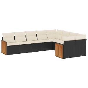 vidaXL Garden Sofa Set Black PE rattan Large Adjustable Feet - 1 of 4