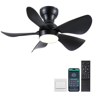 Aoibox 30-inch Low Profile Ceiling Fan with Light, Remote/APP Control, 5 Reversible Blades, 3 Color Temperatures, 6 Speeds - 1 of 4