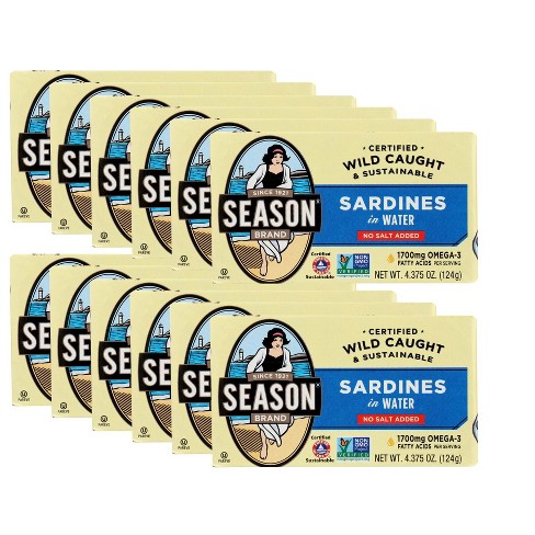 Season Wild Sardines In Water No Salt Added - Case Of 12/4.375 Oz : Target