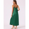 cheibear Women's V Neck Sleeveless Silky Satin Soft Long Nightwear - 3 of 4