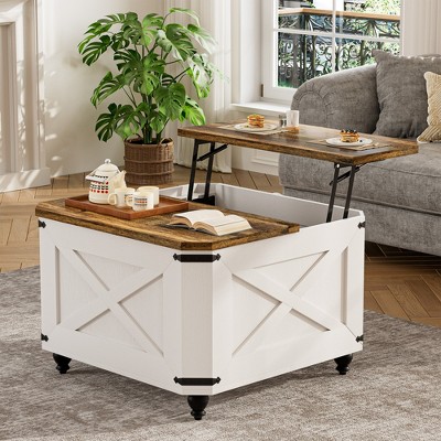 Farmhouse Lift Top Coffee Table With Large Hidden Storage