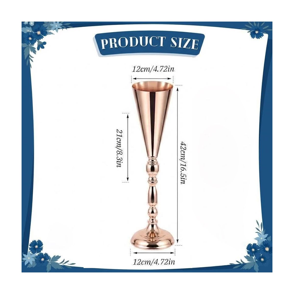 2 PCS Wedding Centerpieces Gold Vases, Metal Flower Trumpet Vase, Flower Stand Table Decoration for Wedding, Reception, Party, Anniversary - thumbnail 2