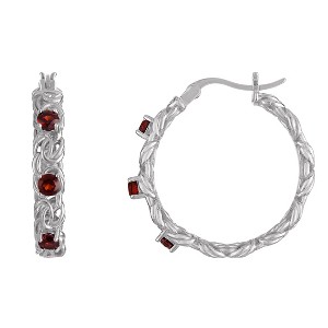 Designs By Gioelli Sterling Silver Gemstone Byzantine Hoop Earrings, Genuine, Lab Created - 1 of 2