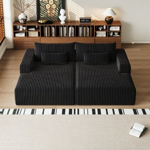 102" Oversized Sectional Lounge Chaise, No Assembly Required, Cloud Plush Loveseat with Reclining Sofa Bed - 1 of 4