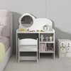 Gulches White Kids Vanity Table with Mirror Chair Wooden Storage Shelves Study Activity Desk for Boys Girls Playroom Bedroom Furniture - 4 of 4
