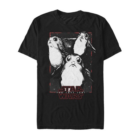 Men s Star Wars The Last Jedi Porg Grayscale T shirt Black